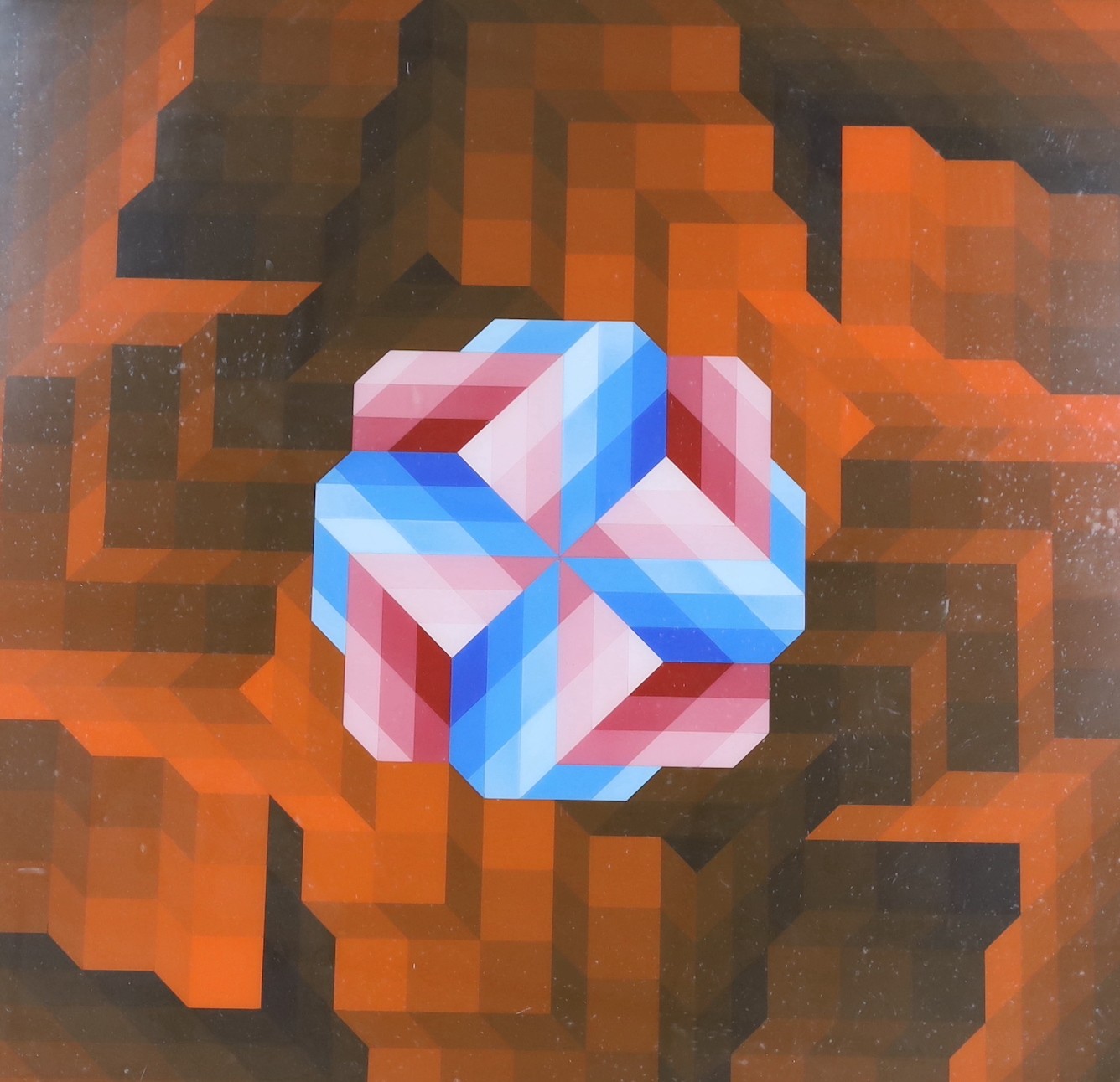 Attributed to Victor Vasarely (1906-1997), lithographic print, Untitled, 69 x 68cm